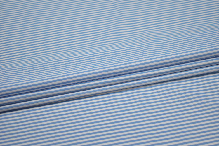 Рубашечная голубая белая ткань полоска W-131572