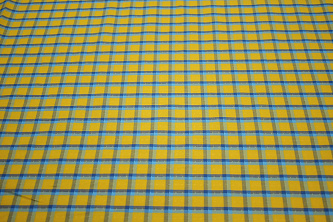 Рубашечная желтая голубая ткань клетка W-131566