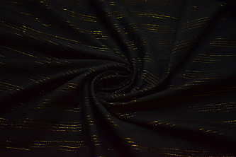 Рубашечная черная ткань полоска W-131470