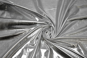 Парча-стрейч серебряного цвета W-130270