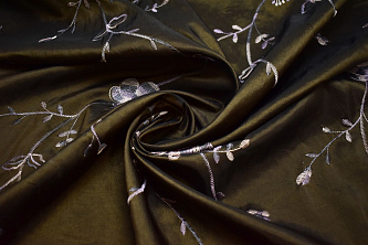 Тафта оливкового цвета вышивка W-130022