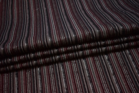 Рубашечная бордовая ткань полоска W-132257