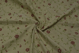 Скатертная ткань Цветы и листья W-133797