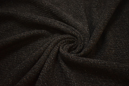 Пальтовая черная коричневая ткань W-132594