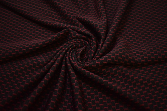 Трикотаж черный бордовый геометрия W-130335