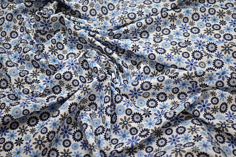 Рубашечная синяя голубая ткань цветы W-132670