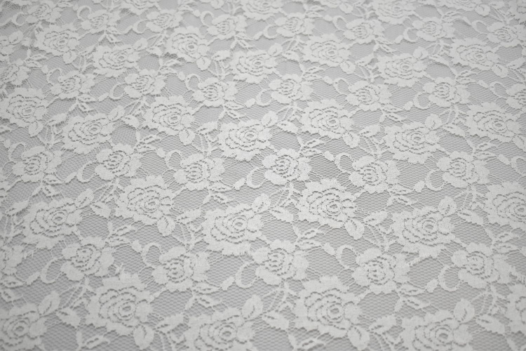 Гипюр белый цветы W-127454