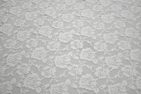 Гипюр белый цветы W-127454