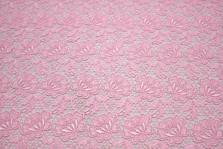 Кружево розовое цветы W-126253