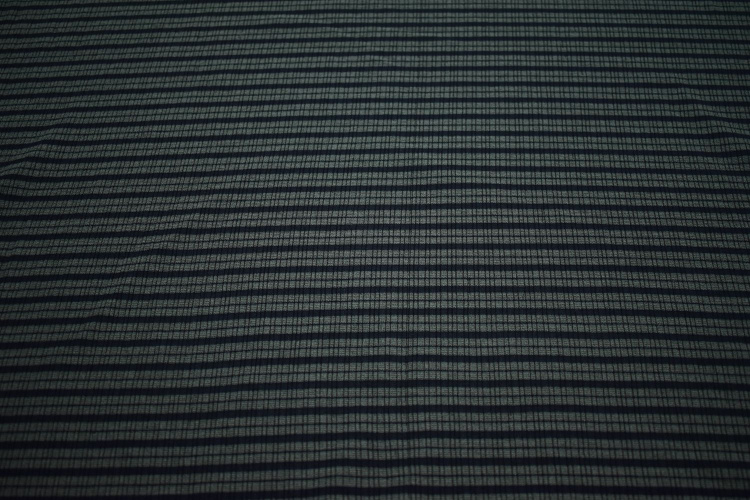 Трикотаж серый в синюю полоску W-131425