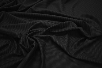 Костюмная черная ткань полоска W-132267