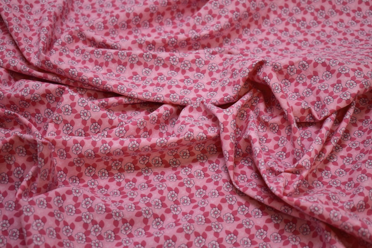 Хлопок розовый цветочный узор W-125481