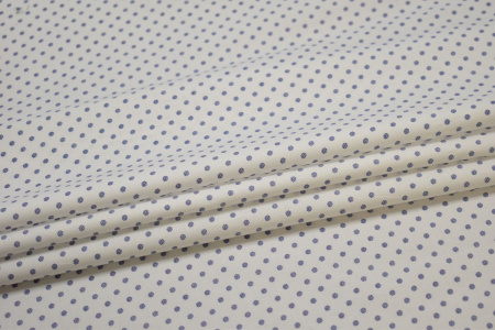 Рубашечная белая синяя ткань горох W-130317