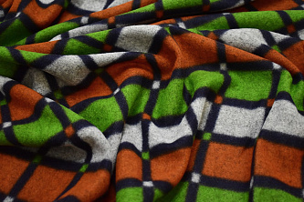 Пальтовая оранжевая зеленая ткань W-132600