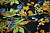 Атлас с зеленым цветочным узором листья W-132376