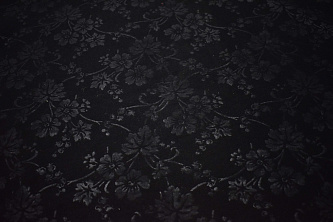 Костюмная черная ткань цветы W-131518