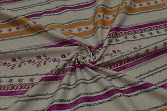 Скатертная ткань Цветы и полоски W-133807