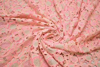 Кружево розовое и молочное круги W-130612