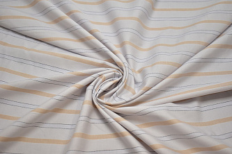 Рубашечная серо-бежевая ткань полоска W-131287
