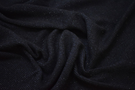 Пальтовая черная синяя ткань W-130949