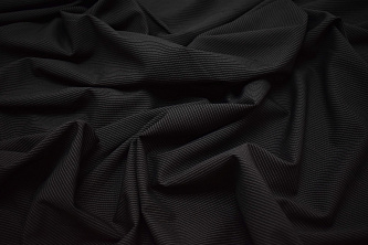 Костюмная черная ткань полоска W-133022