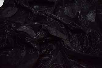 Замша черная с вышивкой W-127054