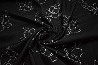 Тафта черного цвета вышивка W-128810