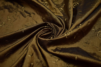 Тафта оливкового цвета вышивка цветы W-131780