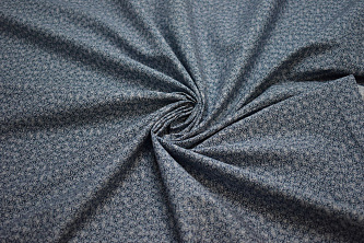 Рубашечная синяя серая ткань цветочный узор W-132553