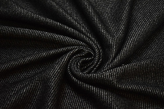 Пальтовая черная синяя ткань W-131851