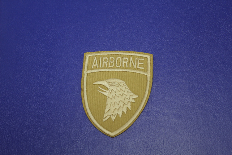 Термонаклейка бежевая с надписью Airborne W-133640