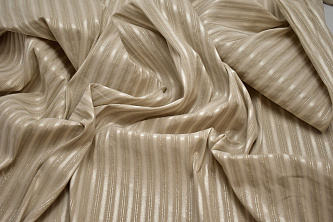 Рубашечная бежевая ткань полоска W-133115
