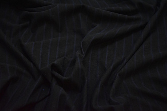 Трикотаж черный синий полоска W-128305