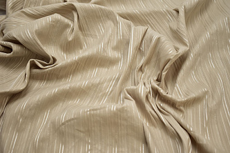 Рубашечная бежевая ткань полоска W-132022