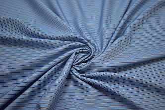 Рубашечная синяя белая ткань полоска W-130965