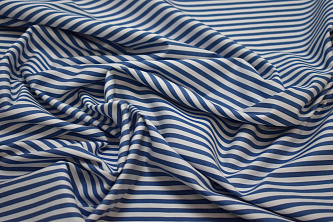 Рубашечная синяя белая ткань полоска W-130962