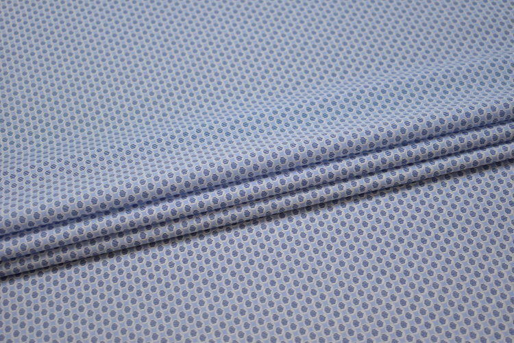 Рубашечная голубая синяя ткань круги W-130956
