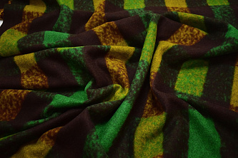 Пальтовая зеленая коричневая ткань W-132738