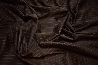 Костюмная коричневая в полоску ткань W-132664