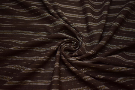 Костюмная коричневая ткань полоска W-132474