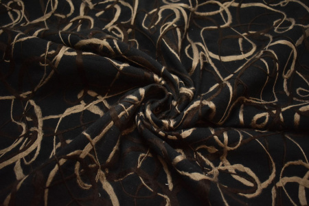 Пальтовая черная коричневая ткань W-132598
