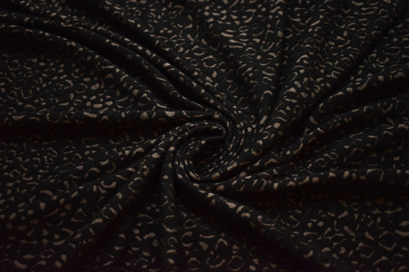 Трикотаж черный коричневый абстракция W-132139
