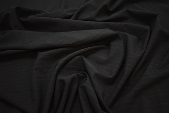 Костюмная черная ткань полоска W-133066