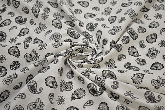 Рубашечная белая серая ткань пейсли W-130652