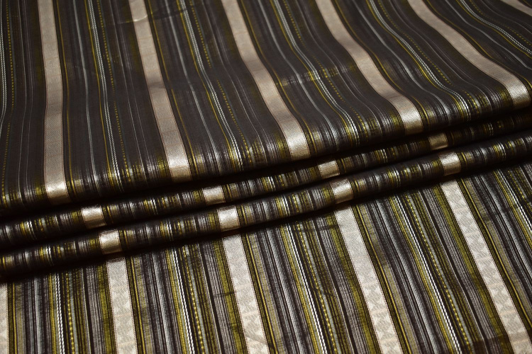 Рубашечная коричневая ткань полоска W-133195