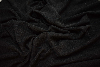Костюмная тёмно-серая ткань в полоску W-132043