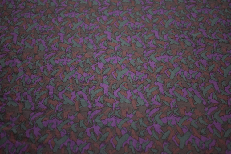 Рубашечная фиолетовая бирюзовая ткань принт W-132607