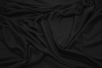 Трикотаж черный из шерсти W-124356