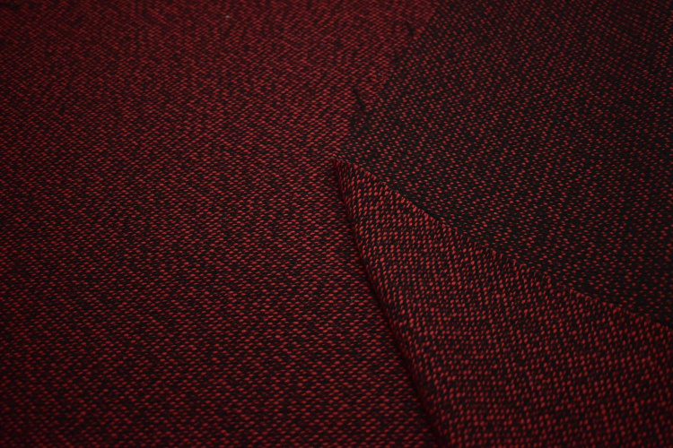 Пальтовая бордовая черная ткань W-130540