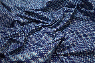 Рубашечная синяя голубая ткань геометрия W-132110
